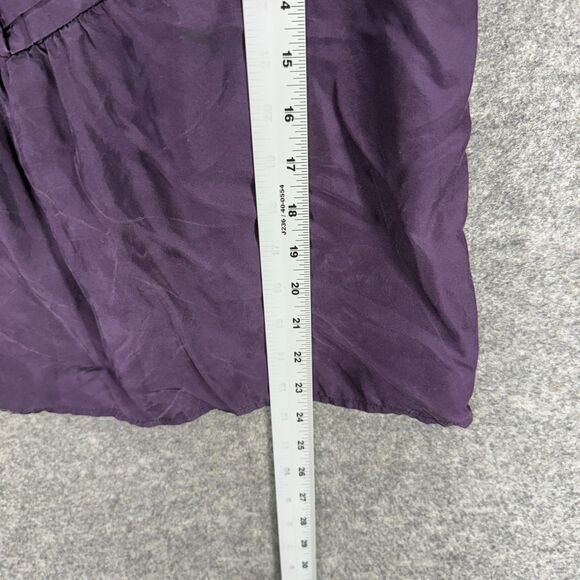 J. Crew Blouse Women 2 Purple Silk Sleeveless Wide Strap Pleated V-Neck Casual - Picture 5 of 6